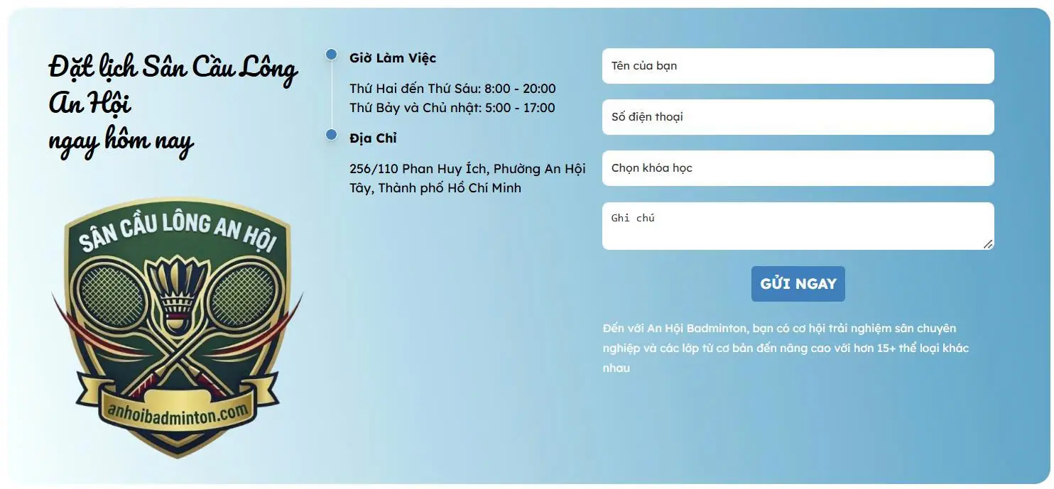 S&acirc;n Cầu L&ocirc;ng An Hội G&ograve; Vấp | Đặt S&acirc;n & Kh&oacute;a Học Cầu L&ocirc;ng Uy T&iacute;n